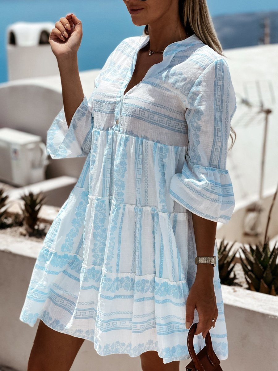 Vestido túnica bohemio holgado en capas de verano para mujer