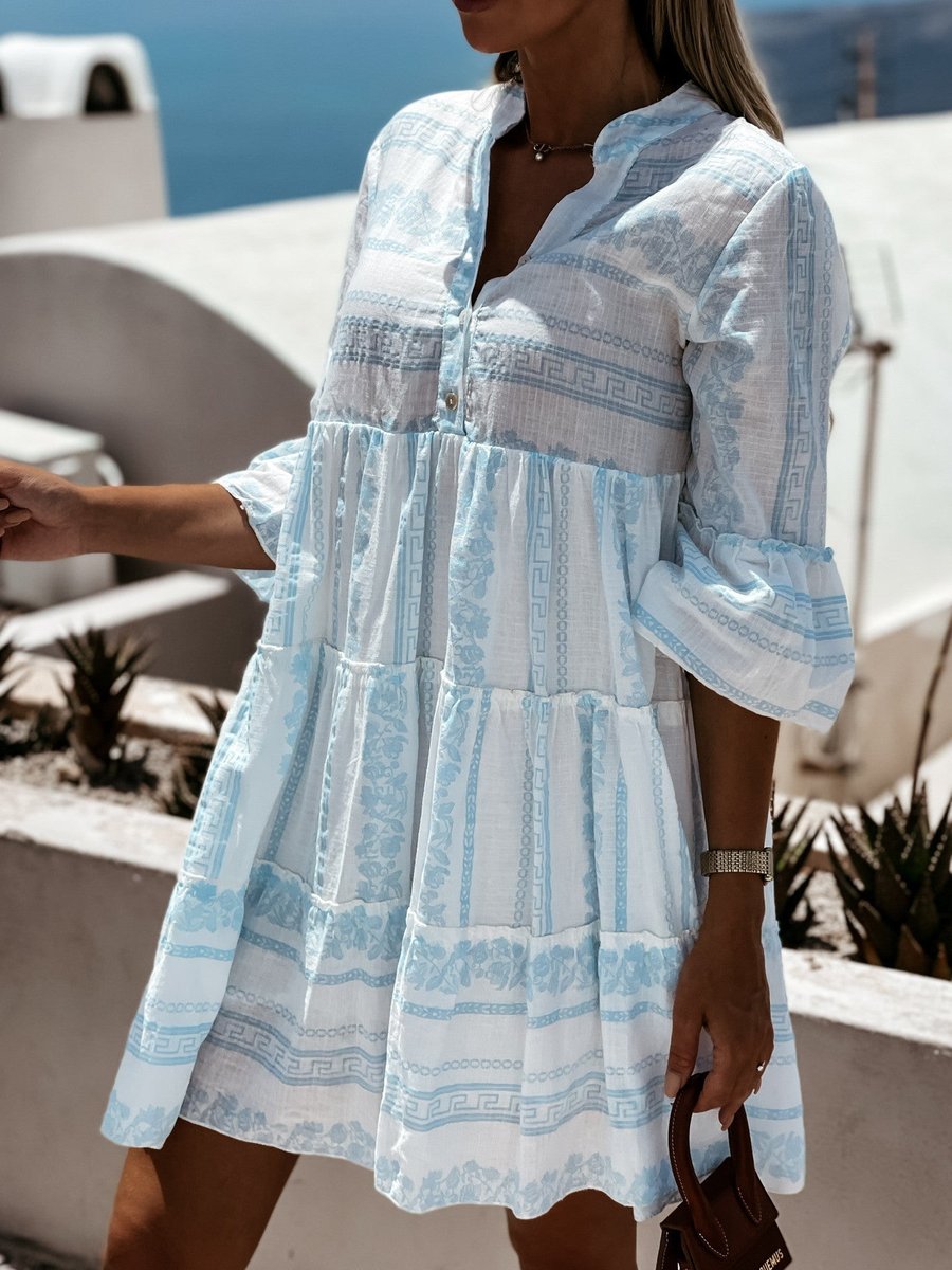 Vestido túnica bohemio holgado en capas de verano para mujer