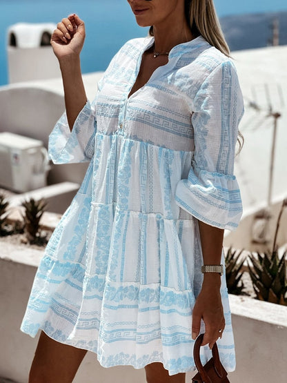 Vestido túnica bohemio holgado en capas de verano para mujer