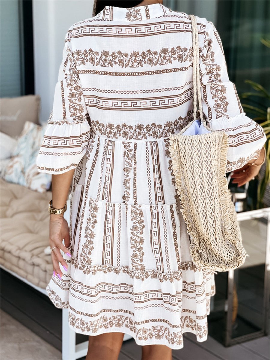 Vestido túnica bohemio holgado en capas de verano para mujer