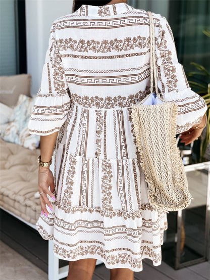 Vestido túnica bohemio holgado en capas de verano para mujer