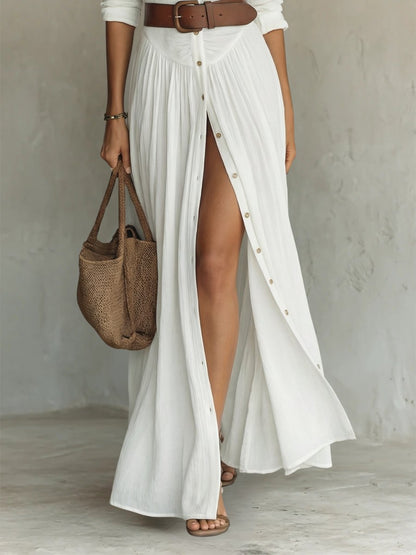 Vestido maxi camisero bohemio con cinturón para mujer