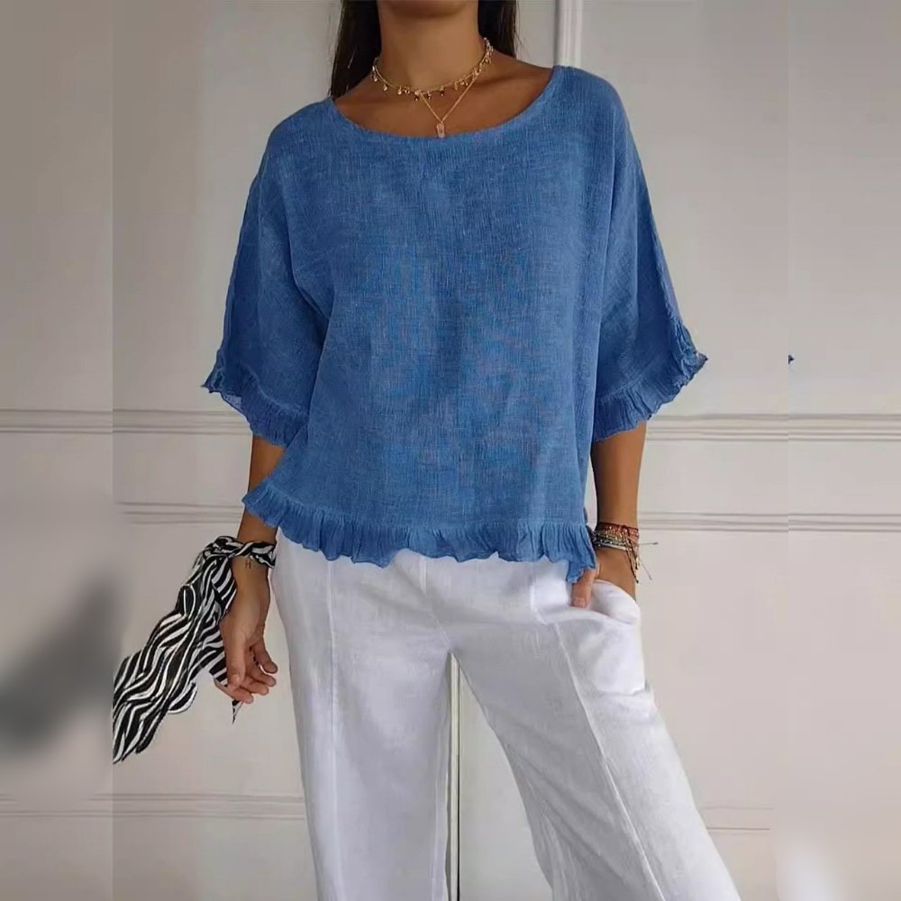 Top casual ligero con volantes para mujer