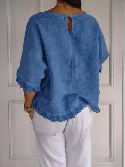Top casual ligero con volantes para mujer