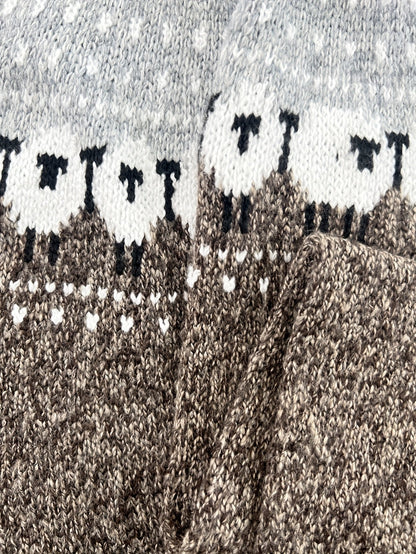 Suéter de Punto Grueso con Diseño de Ovejas Jacquard para Mujer