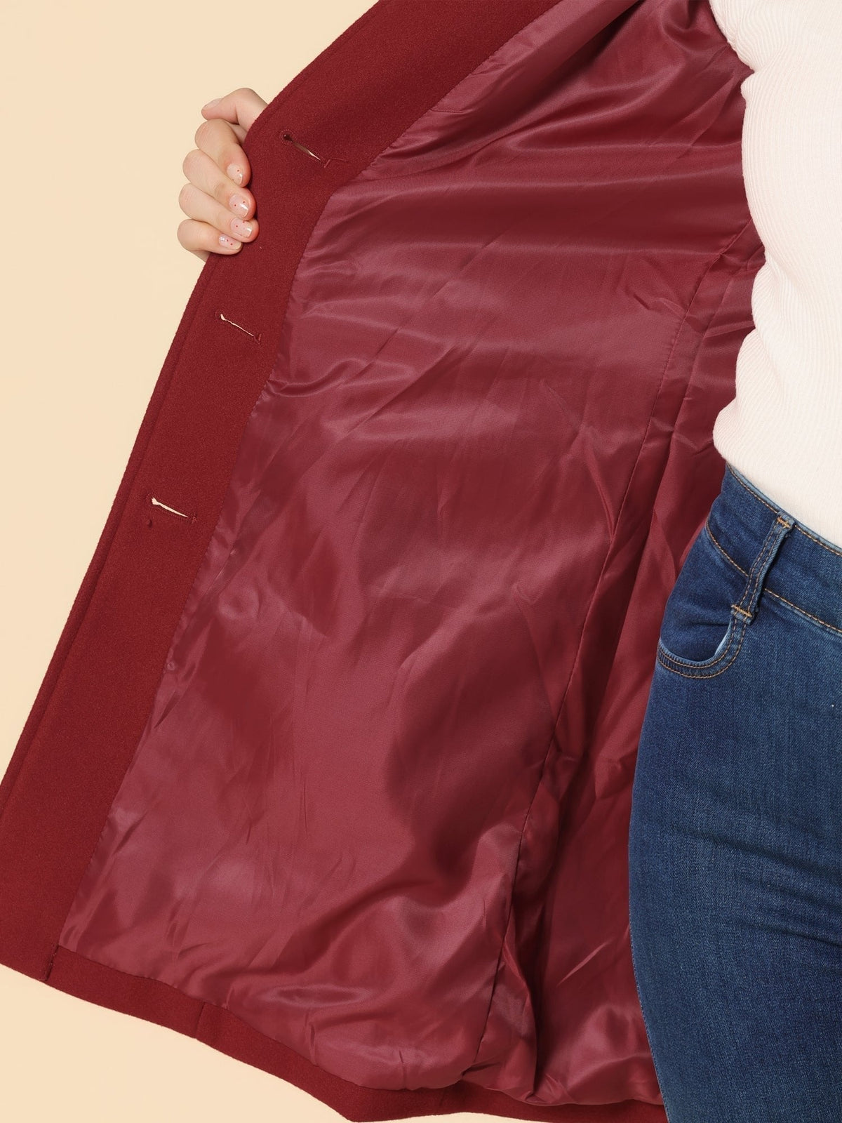 Abrigo de Invierno Midi Estructurado de Abotonadura Simple para Mujer
