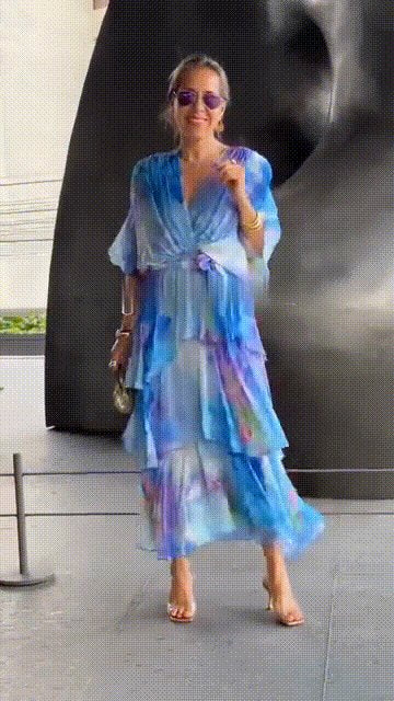 Vestido Maxi de Gasa en Capas con Estampado Floral para Mujer