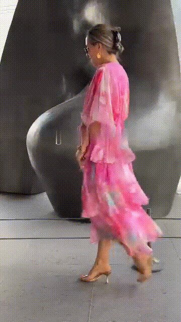 Vestido Maxi de Gasa en Capas con Estampado Floral para Mujer