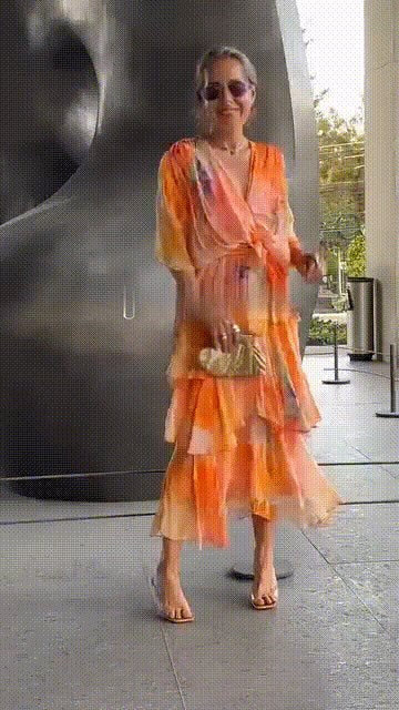 Vestido Maxi de Gasa en Capas con Estampado Floral para Mujer