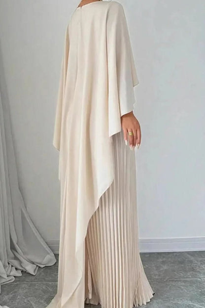 Vestido de noche formal maxi plisado con capa para mujer