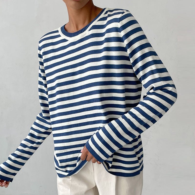 Polera a Rayas de Manga Larga para Mujer