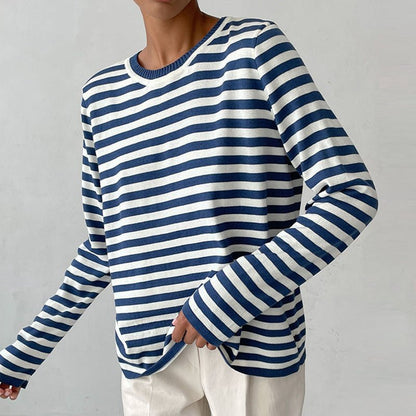 Polera a Rayas de Manga Larga para Mujer
