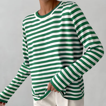 Polera a Rayas de Manga Larga para Mujer