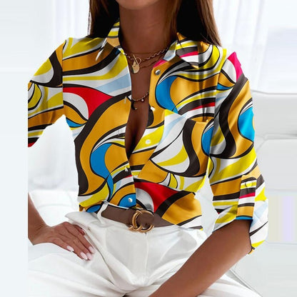 Blusa de Poliéster con Cuello en Punta para Mujer