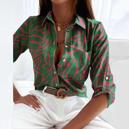 Blusa de Poliéster con Cuello en Punta para Mujer