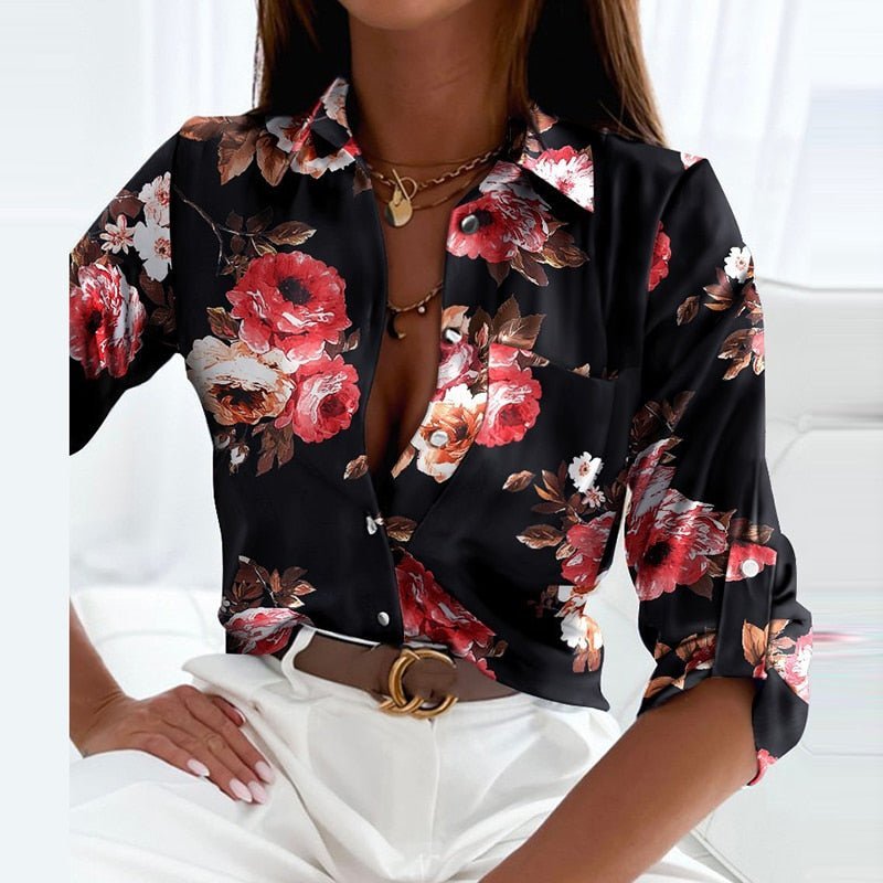 Blusa de Poliéster con Cuello en Punta para Mujer