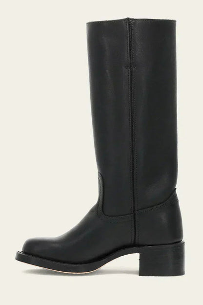 Botas hasta la Rodilla Ajustadas de Cuero con Suela Chunky Dentada para Mujer