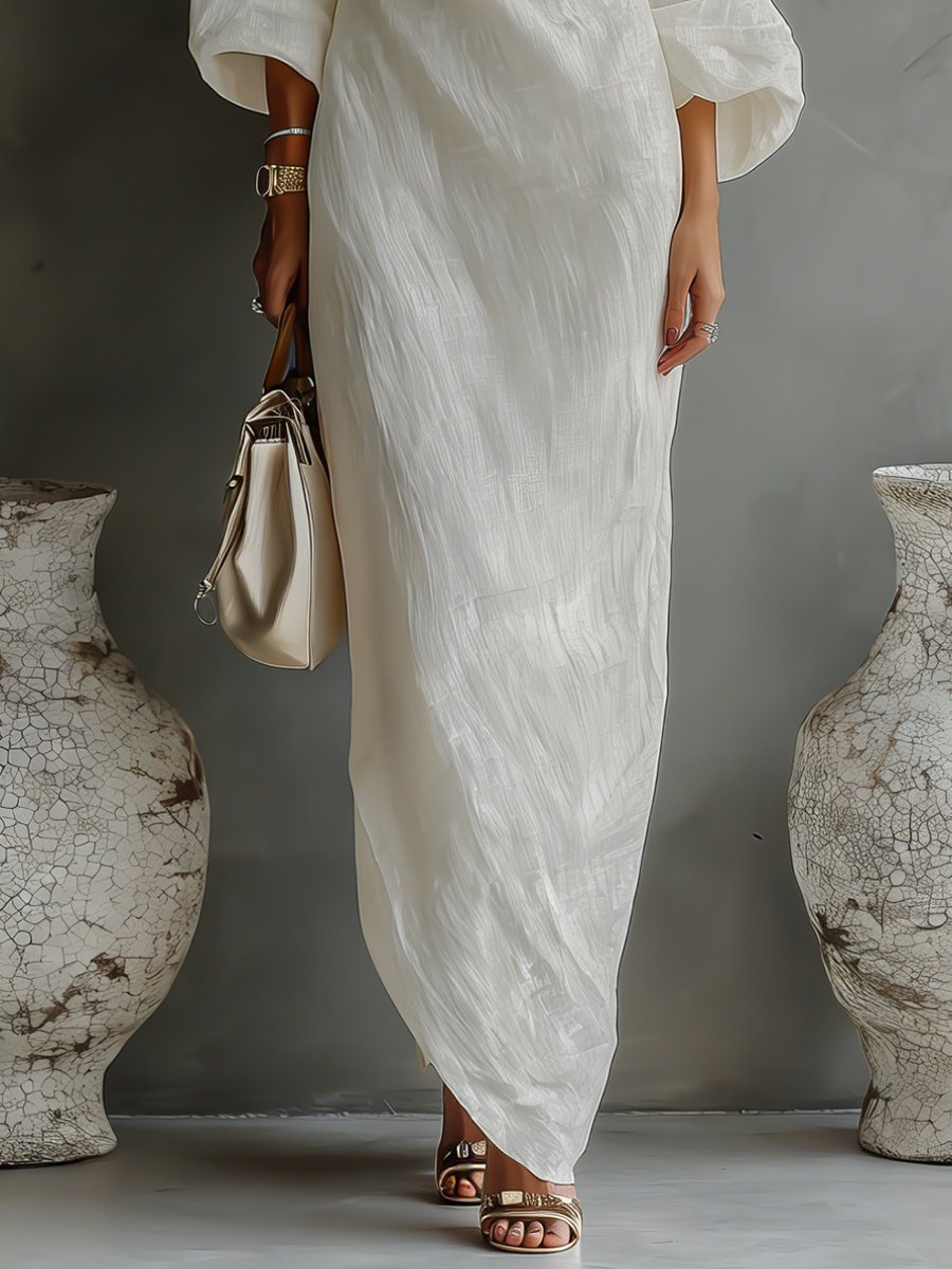 Vestido maxi de lino con un solo hombro para mujer