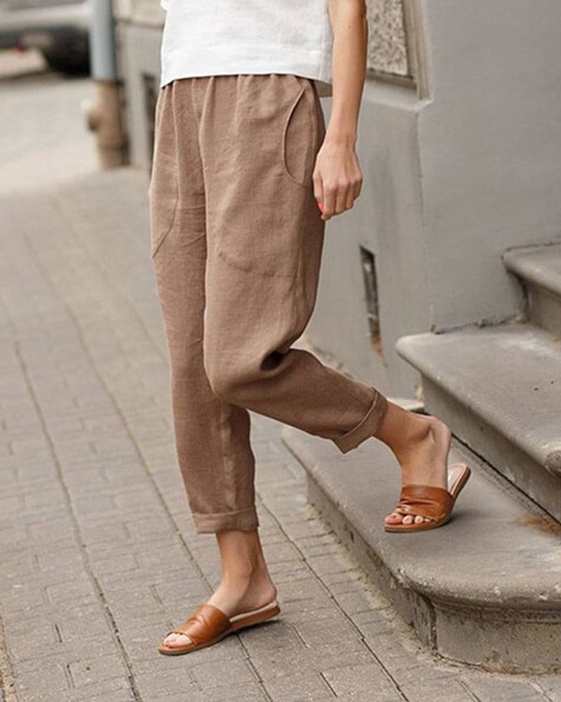 Pantalones Harem Holgados de Lino para Mujer