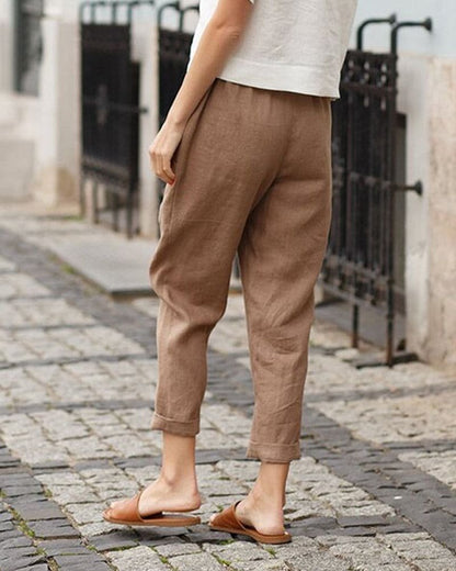 Pantalones Harem Holgados de Lino para Mujer