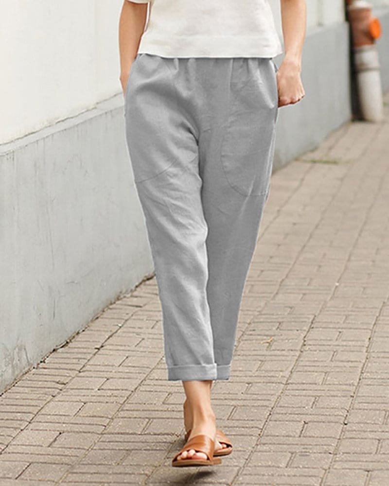 Pantalones Harem Holgados de Lino para Mujer
