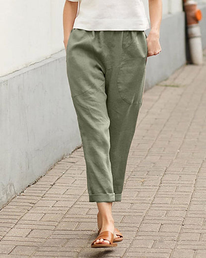 Pantalones Harem Holgados de Lino para Mujer