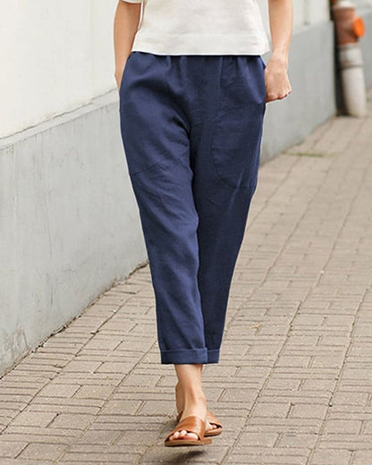 Pantalones Harem Holgados de Lino para Mujer
