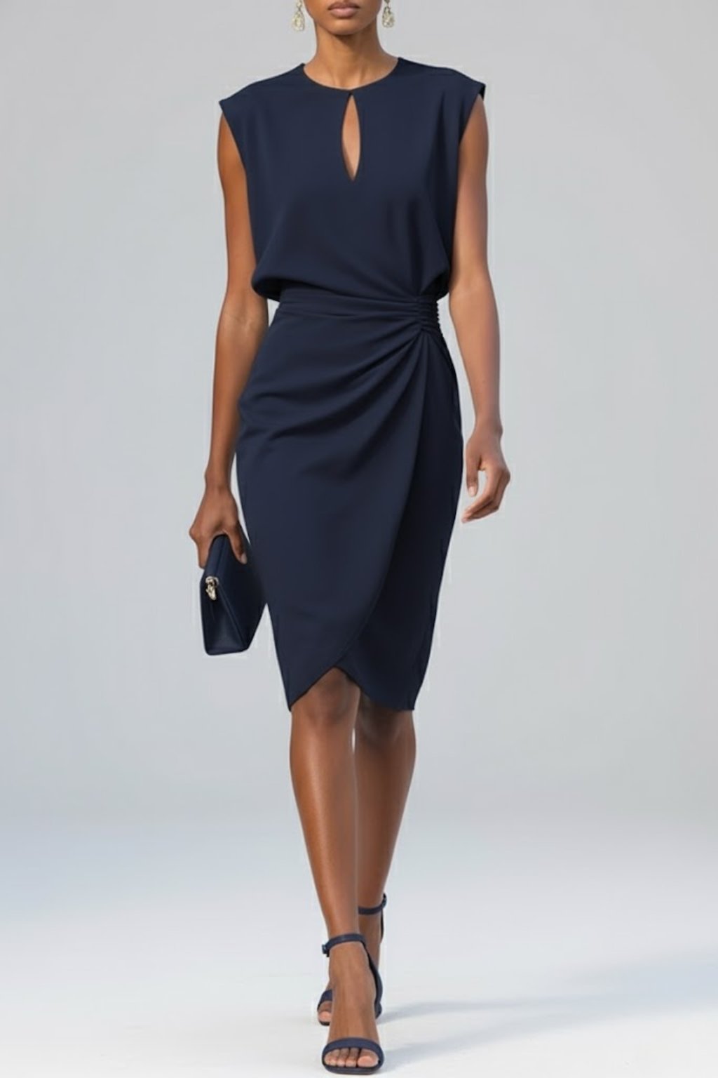 Vestido midi para mujer con escote gota y volantes