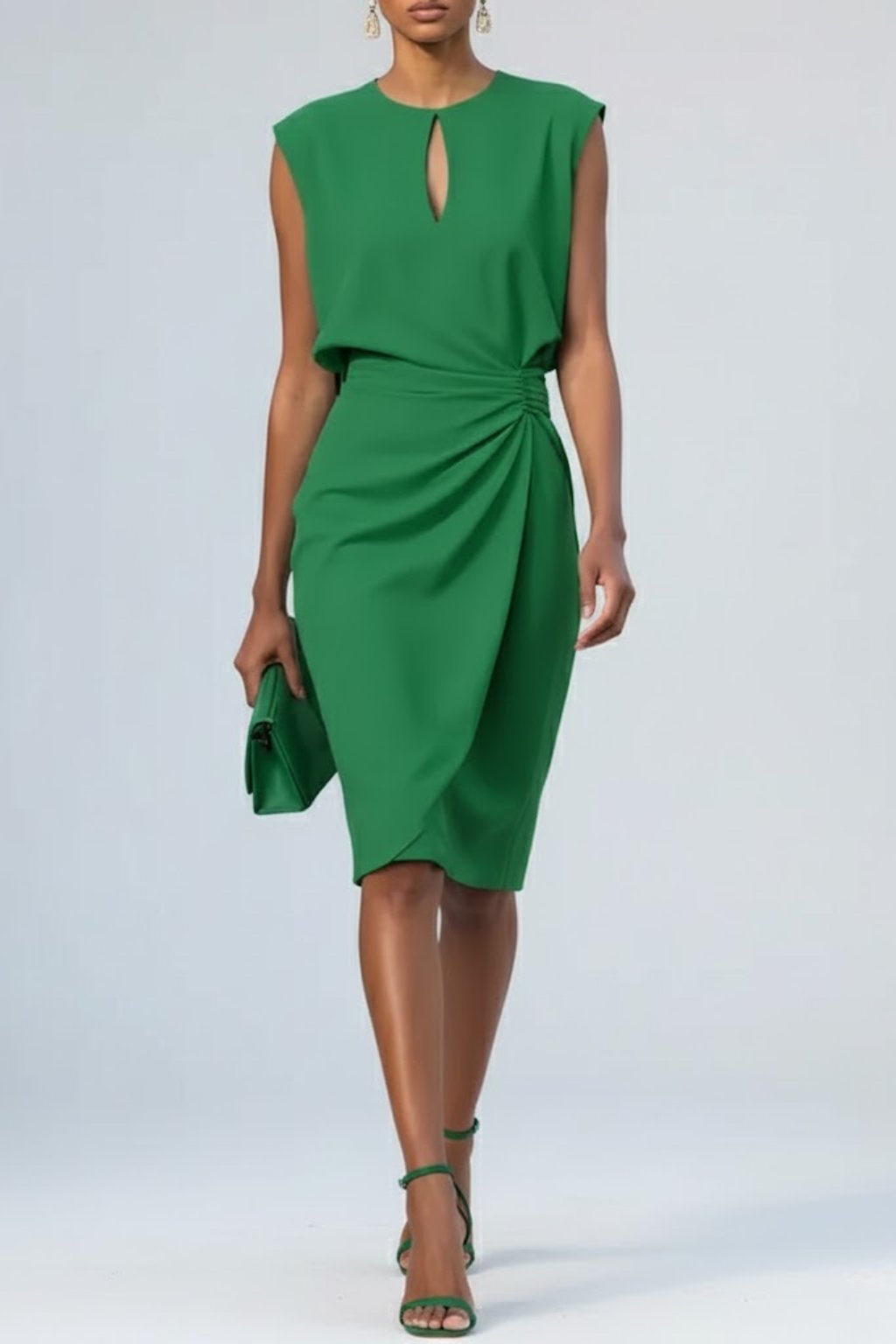 Vestido midi para mujer con escote gota y volantes