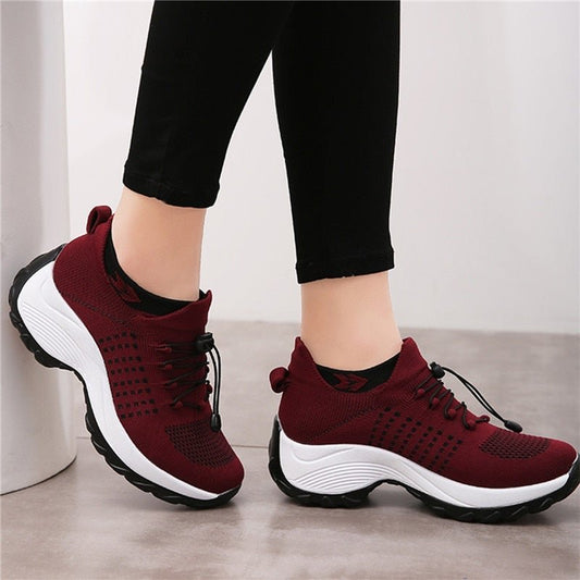 Zapatillas Ortopédicas con Plataforma y Cordones con Amortiguación para Mujer
