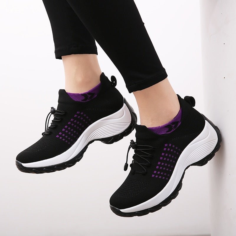 Zapatillas Ortopédicas con Plataforma y Cordones con Amortiguación para Mujer