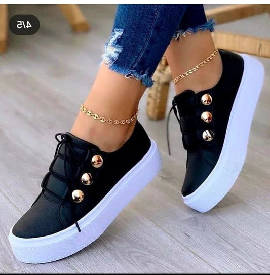 Zapatillas ortopédicas con plataforma y cordones para mujer