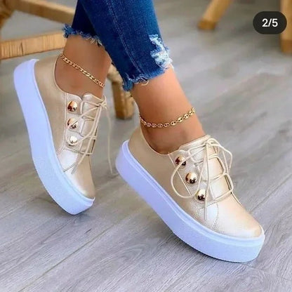 Zapatillas ortopédicas con plataforma y cordones para mujer