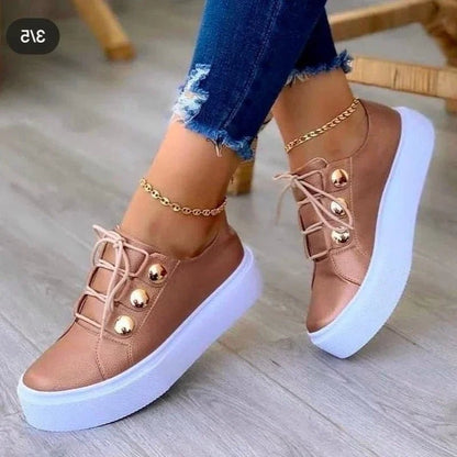 Zapatillas ortopédicas con plataforma y cordones para mujer