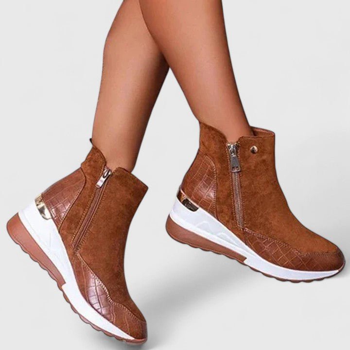 Botines Ortopédicos con Cuña y Cierre para Mujer