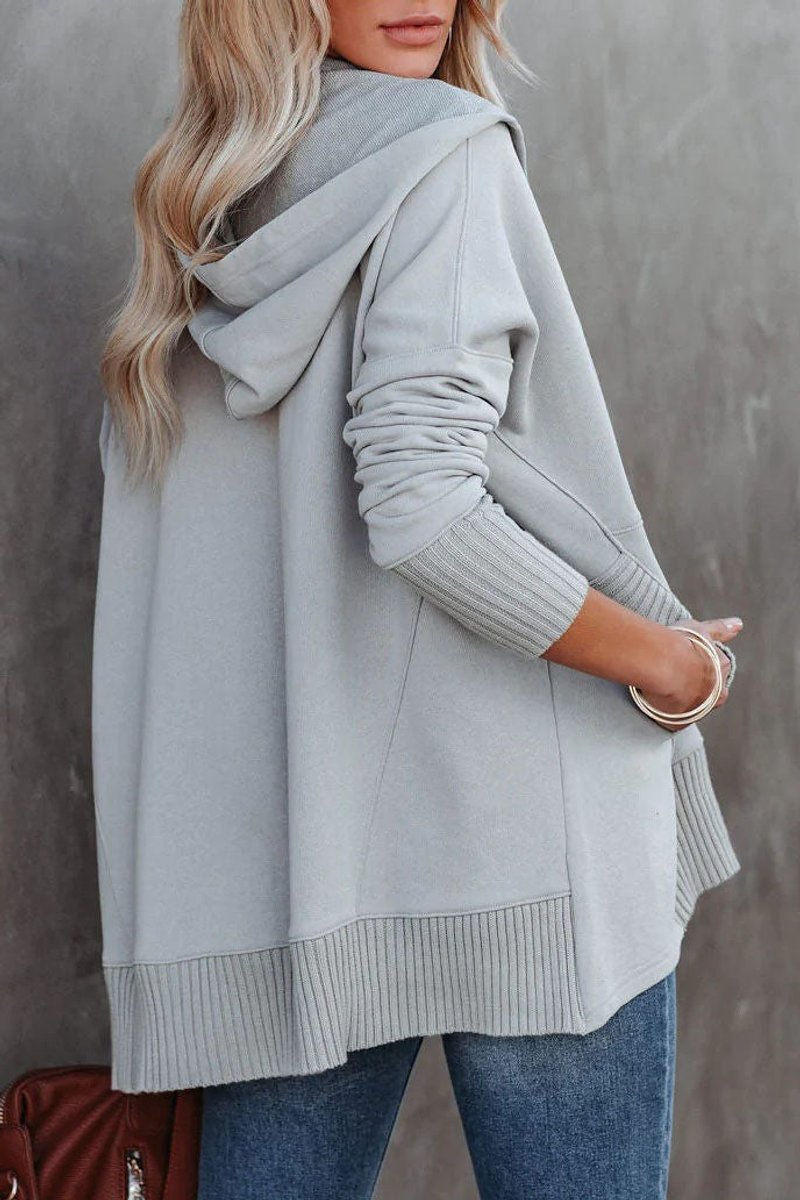 Túnica Oversize con Capucha y Botones Frontales para Mujer