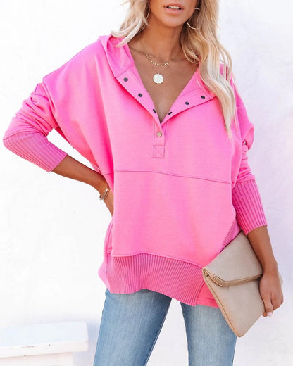 Túnica Oversize con Capucha y Botones Frontales para Mujer
