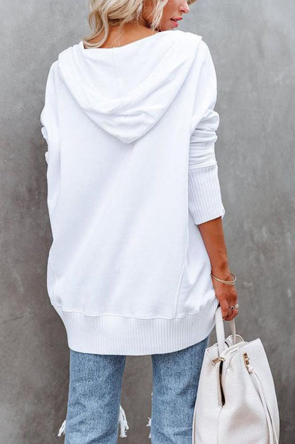 Túnica Oversize con Capucha y Botones Frontales para Mujer