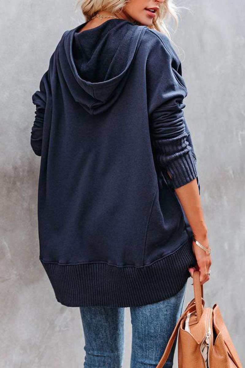 Túnica Oversize con Capucha y Botones Frontales para Mujer