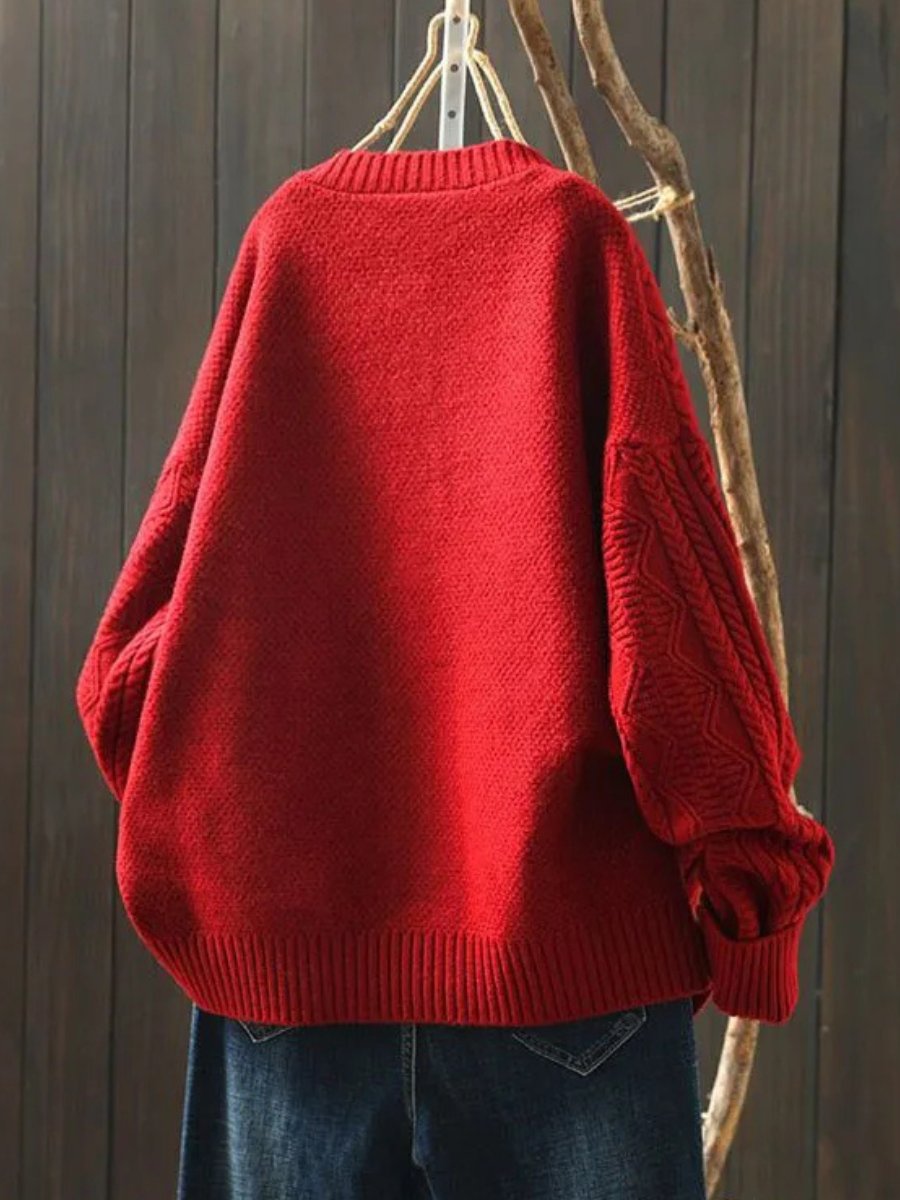 Cárdigan Oversize de Punto Trenzado con Botones para Mujer