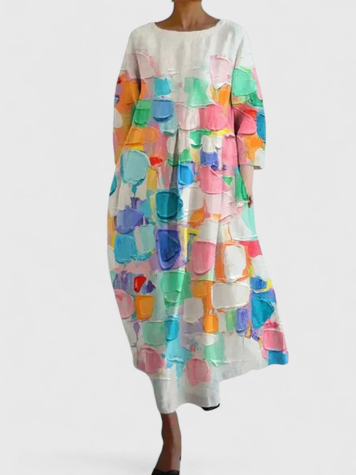 Vestido midi de corte holgado con gráfico de tortuga para mujer