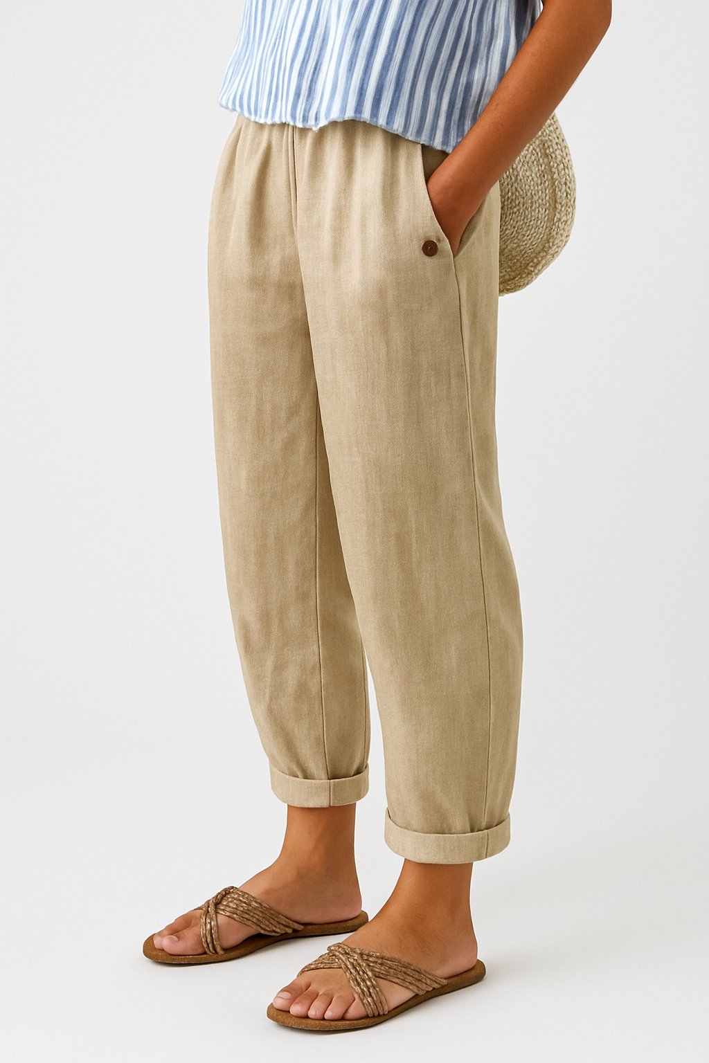 Pantalón Recto Liviano con Bolsillos para Mujer