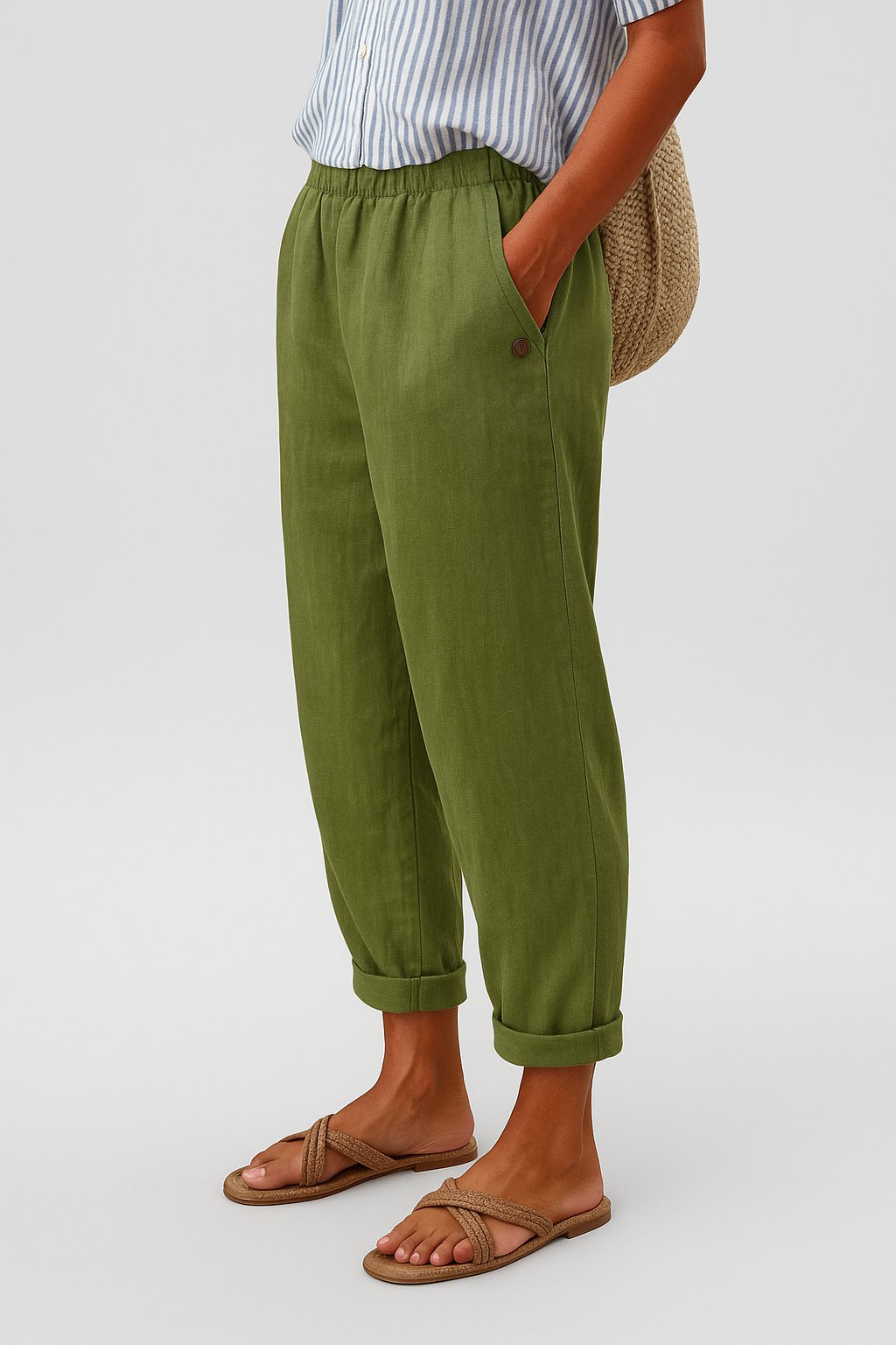 Pantalón Recto Liviano con Bolsillos para Mujer