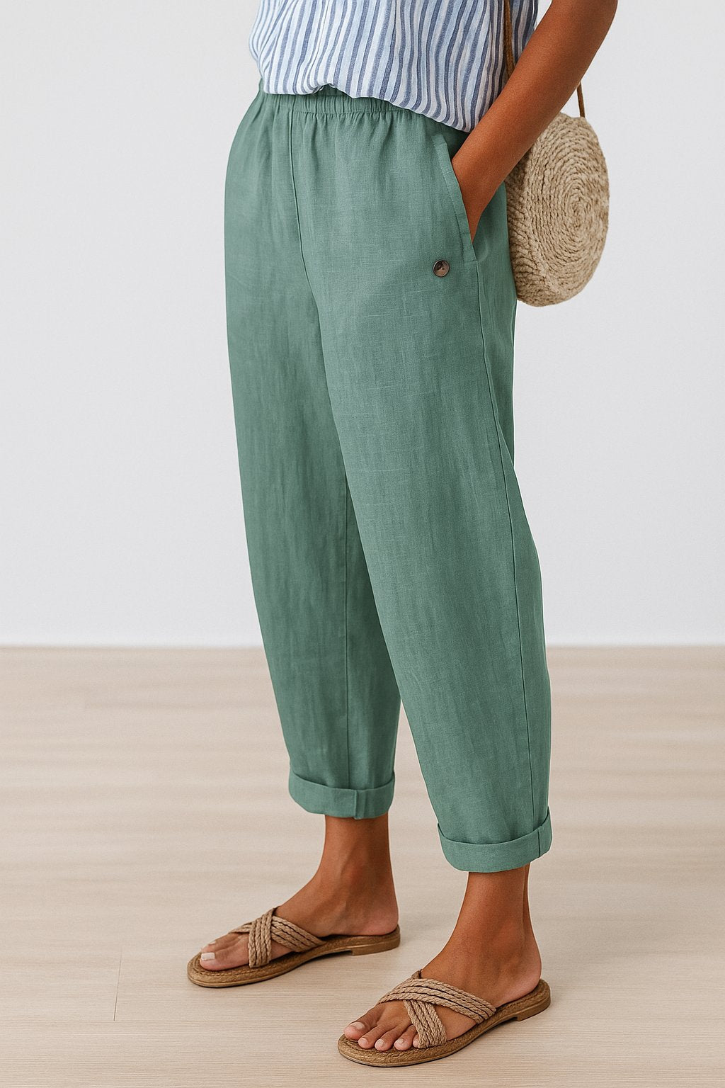 Pantalón Recto Liviano con Bolsillos para Mujer