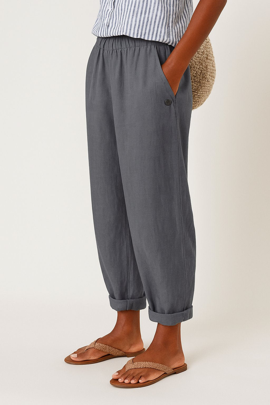 Pantalón Recto Liviano con Bolsillos para Mujer