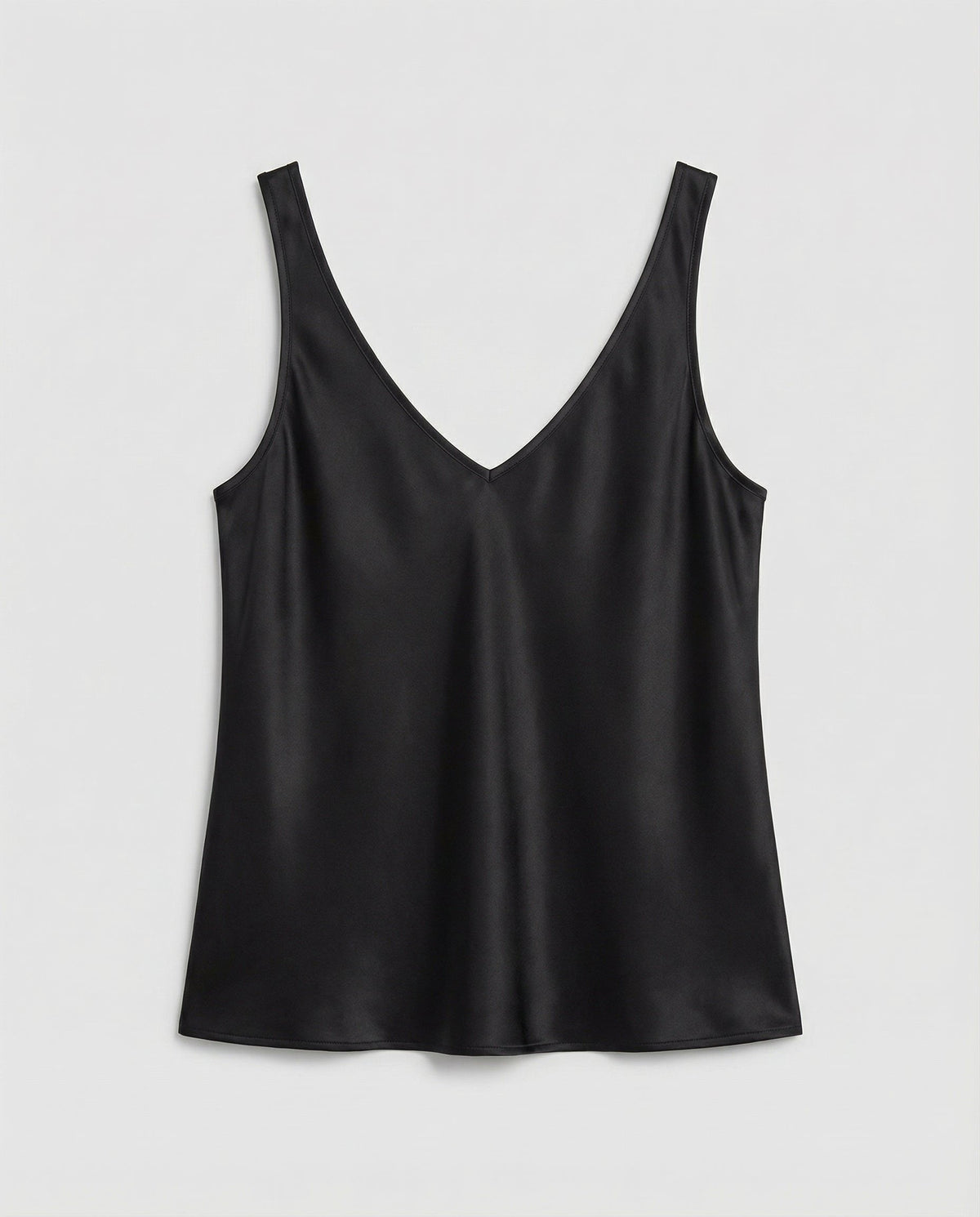 Top camisola de satén con tirantes anchos y escote en V para mujer