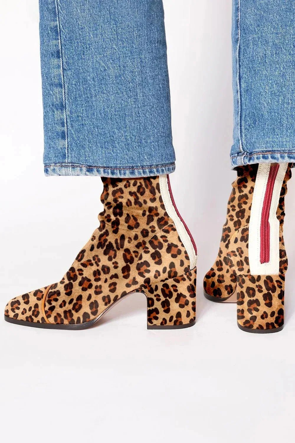 Botas hasta la Rodilla de Gamuza con Punta Cuadrada y Tacón Bloque para Mujer