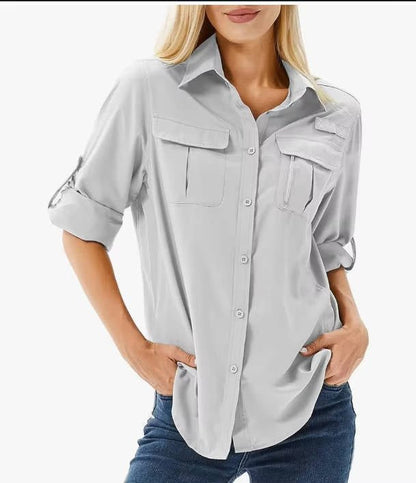 Camisa de Senderismo Manga Larga con Protección Solar UPF 50 para Mujer