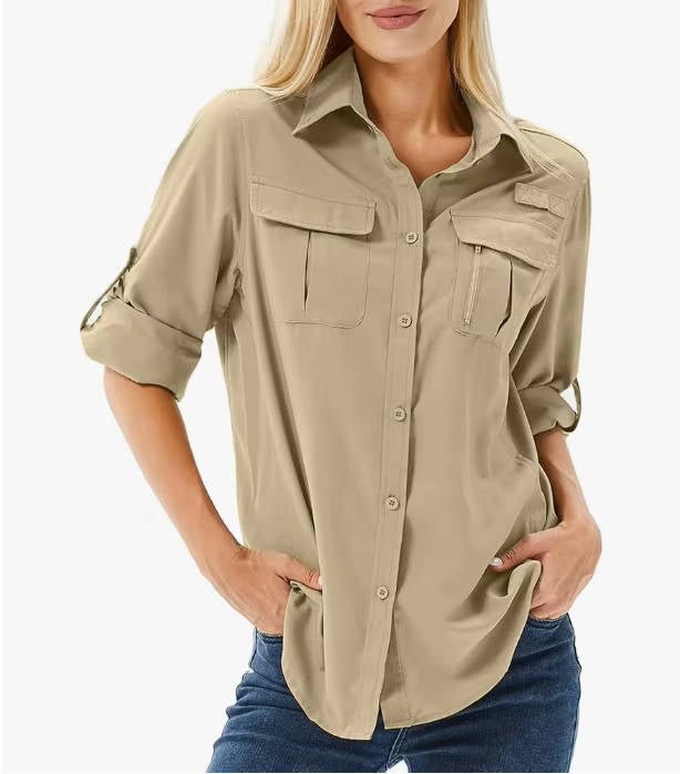 Camisa de Senderismo Manga Larga con Protección Solar UPF 50 para Mujer