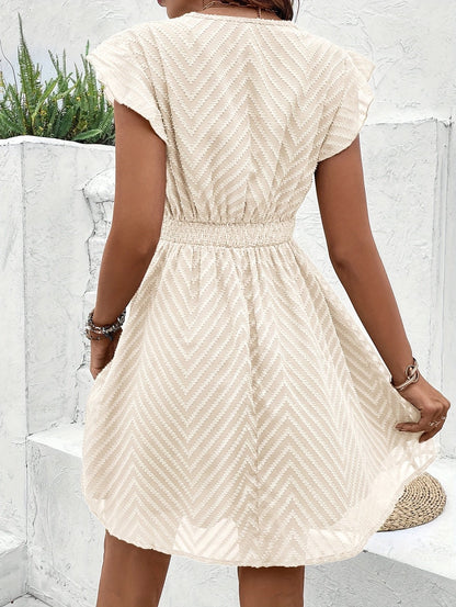 Vestido Casual de Verano para Mujer con Escote en V, Encaje y Mangas Mariposa